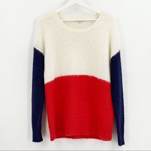 Madewell Crew Neck Oversized Colorblock Wool Blend Sweater - US S